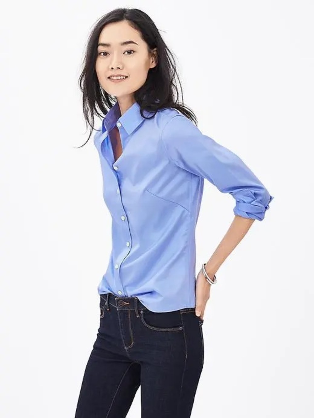 Banana Republic Light Blue Stretch Button-Down Shirt